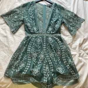 Teal Floral Romper